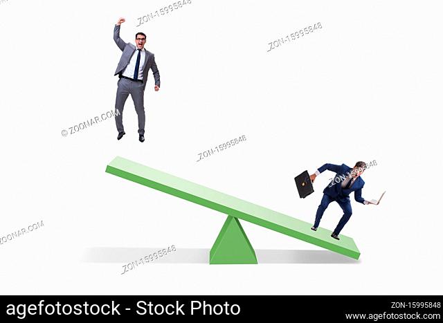 Competition concept with businessman and the seesaw