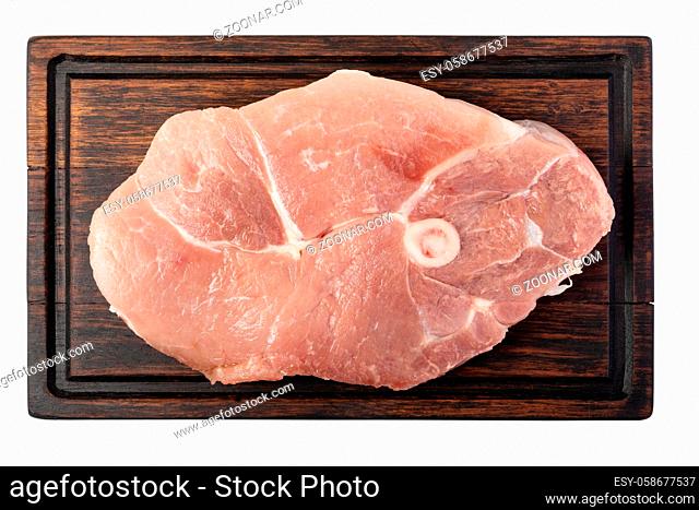 raw pork steak isolated on white background
