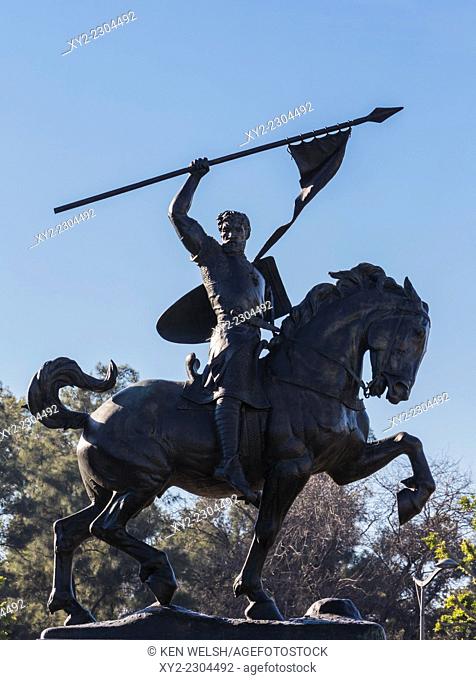 Seville, Seville Province, Andalusia, southern Spain. The 1927 statue by Anna Hyatt Huntington of Rodrigo Díaz de Vivar, circa 1043–1099, known as El Cid