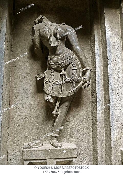 A sculpture in Bhuleshvar Temple (A Temple of Pandav Era) near pune (about 50 km), Maharashtra. Temple was built during the period of 1230 AD by Choula Rulers