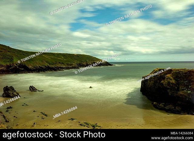 Lonely bay with beach, view to the Atlantic Ocean, Ardmore, Waterford, Ireland