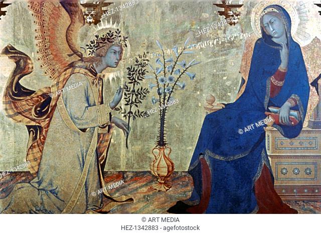 'The Annunciation and Two Saints', (detail), 1333. From the collection of the Galleria degli Uffizi, Florence