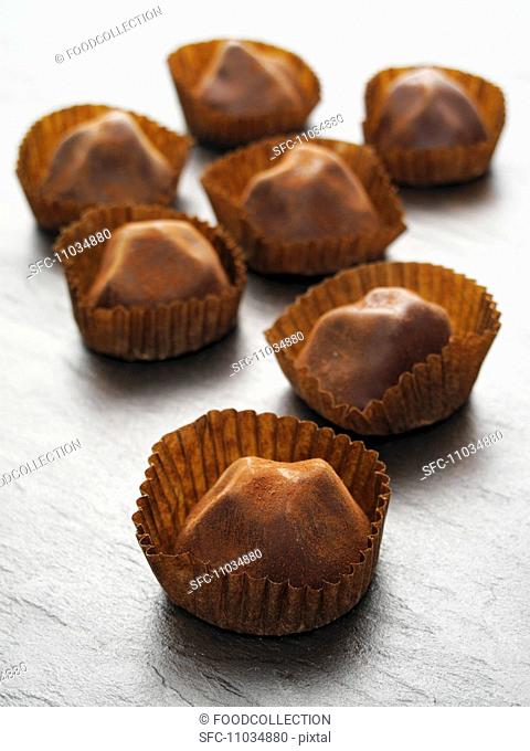 Chocolate truffles in paper cases