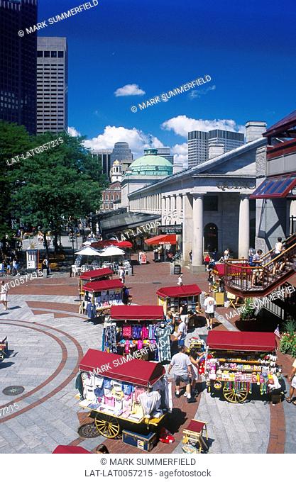 Freedom Trail. Quincy Market. Restored warehouses. Market stalls. Traders. Waterstones. People. 5/08ARCHIVED/WITHDRAWN