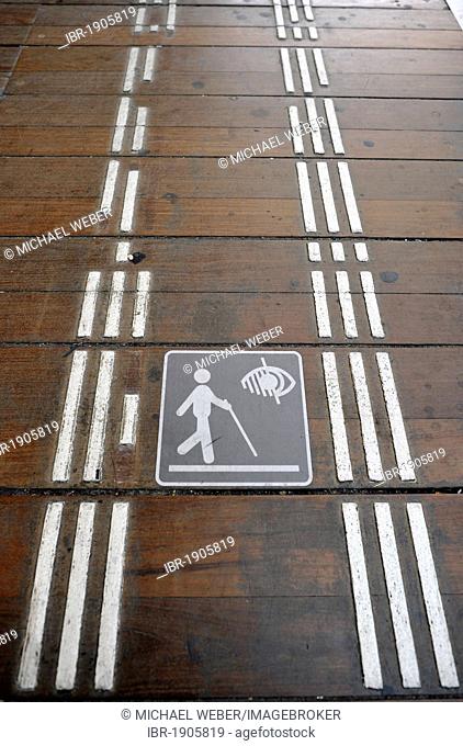Floor marking for visually impaired and blind people, concourse of Gare de l'Est railway station, Paris, France, Europe