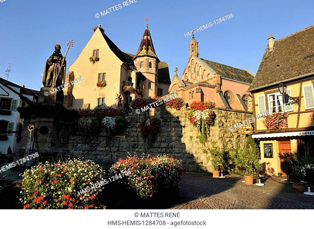 France, Haut Rhin, Alsace Wine Route, Eguisheim, labelled Les Plus Beaux Villages de France (The Most Beautiful Villages of France), Castle square