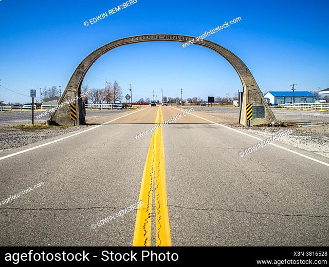 Concrete arch marks the border for Arkansas, Arkansas