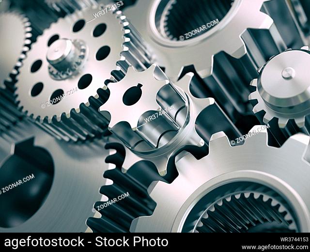 Gears and cogwheels engine industrial background. 3d illustrartion