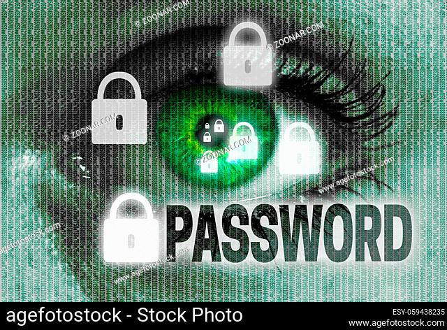 password auge blickt auf betrachter konzept
