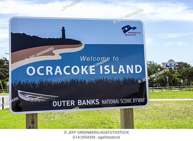 North Carolina, NC, Outer Banks, Ocracoke Island, National Scenic Byway, welcome, sign