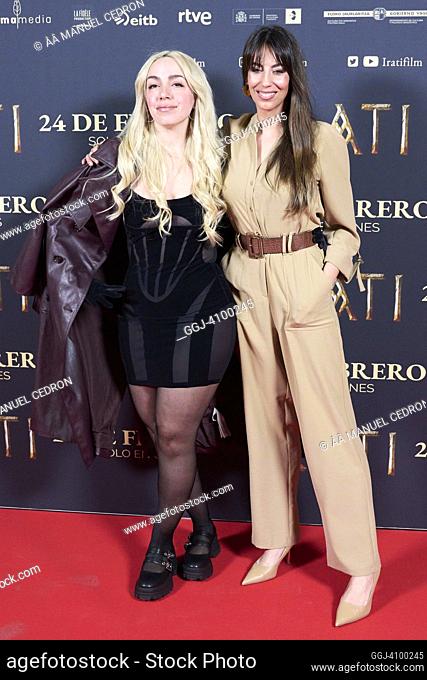 Almudena Cid, Nerea Torrijos attends 'Irati' Premiere at Palacio de la Prensa Cinema on February 22, 2023 in Madrid, Spain
