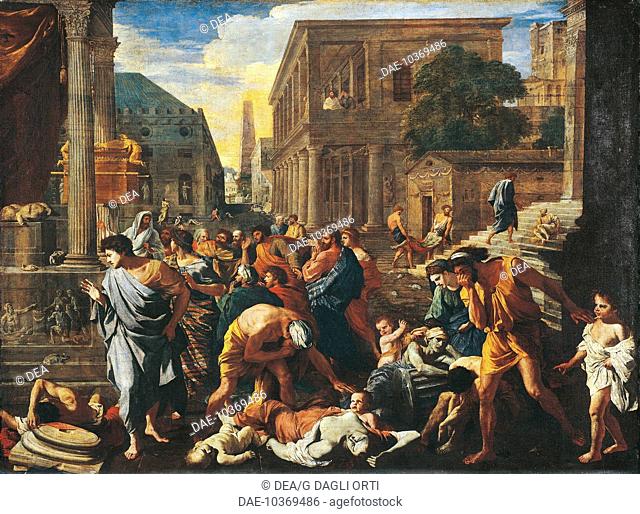The plague of Ashdod, 1630-1631, by Nicolas Poussin (1594-1655), oil on canvas, 148x198 cm.  Paris, Musée Du Louvre