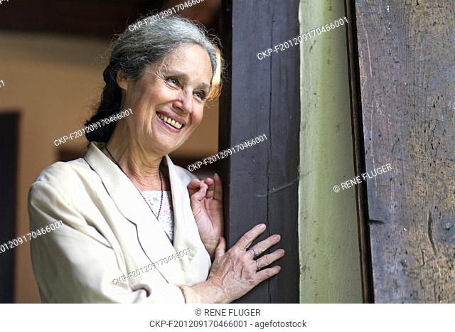 Tana Fischerova, Czech actress, former member of parliament and presidential candidate for 2013 direct election, poses at her cottage in Kytlice, on Tuesday