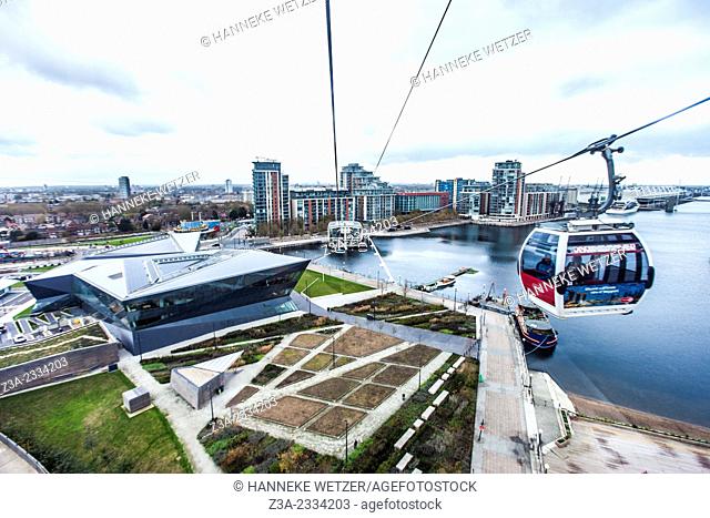 The Emirates Air Line (also known as the Thames cable car) is a ten-minute (five minutes in rush hour) gondola lift link across the River Thames in London