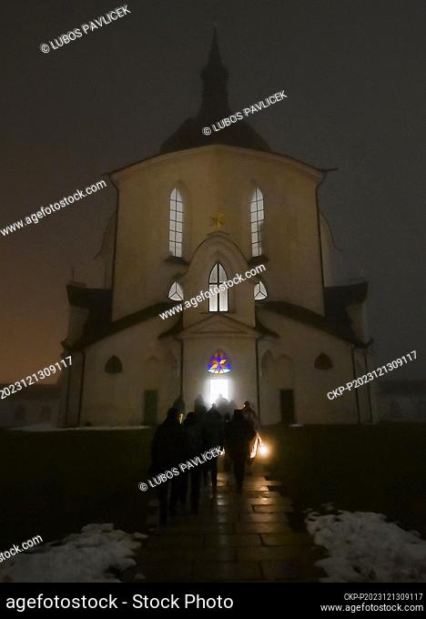 The Pilgrimage Church of St. John of Nepomuk at Zelena Hora near Zdar nad Sazavou, Czech Republic, December 13, 2023. The building