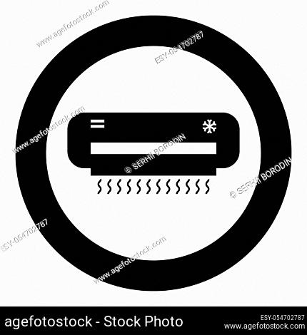 Air conditioner icon black color in circle or round vector illustration