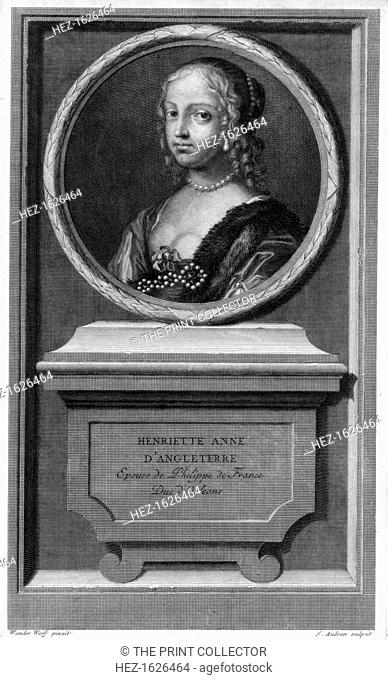 Henrietta Anne Stuart, wife of Philippe duc d'Orléans, 17th century. Portrait of Princess Henrietta Anne of England (1644-1670)