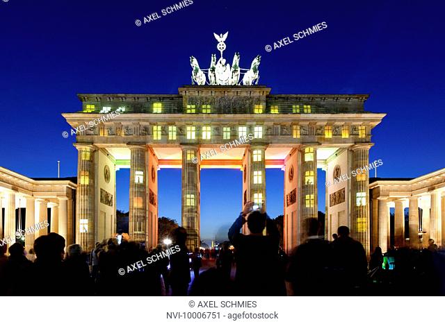 Illumination, Brandenburg Gate, Berlin, Germany, Europe
