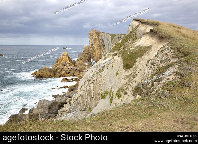 Coastline and Cliffs at Portio Beach, Santander, Cantabria, Spain