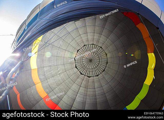 Hot air inflated balloon dome. Interior view