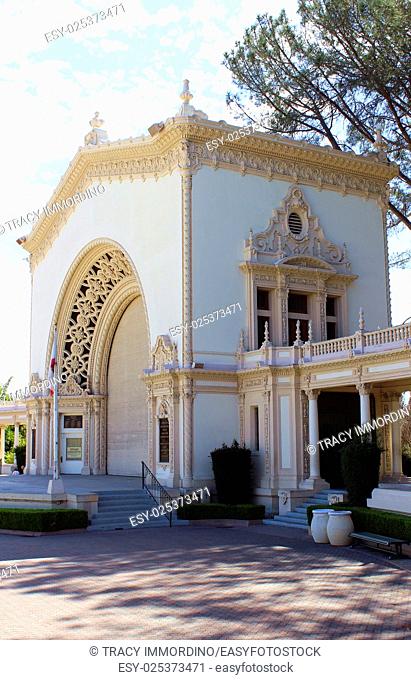 Side view of Spreckels Organ Pavilion at Balboa Park, San Diego, California, USA