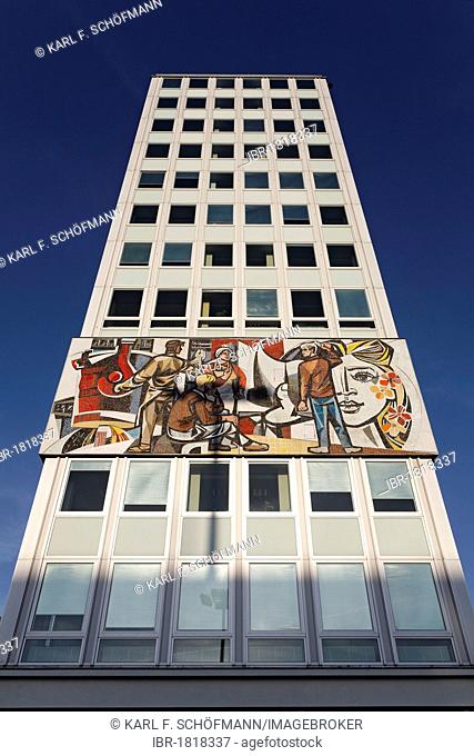 Haus des Lehrers building with a monumental mosaic frieze, Berliner Congress Center, BCC, Alexanderplatz square, Mitte district, Berlin, Germany, Europe