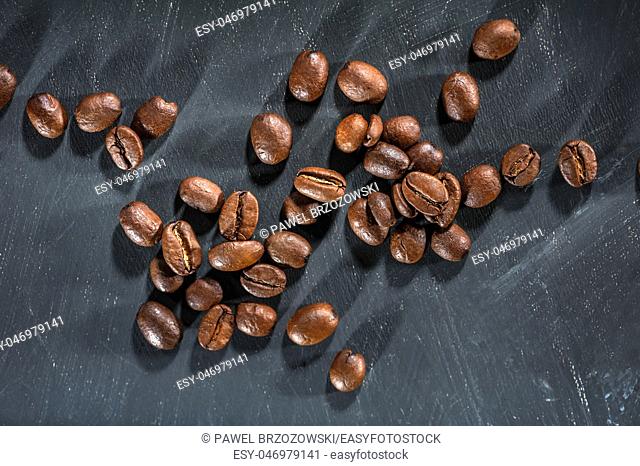 Roasted Coffee beans on a black background