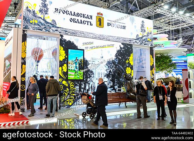 RUSSIA, MOSCOW - NOVEMBER 6, 2023: A view of a stand of the Yaroslavl Region during the Russia Expo international exhibition and forum at the VDNKh exhibition...