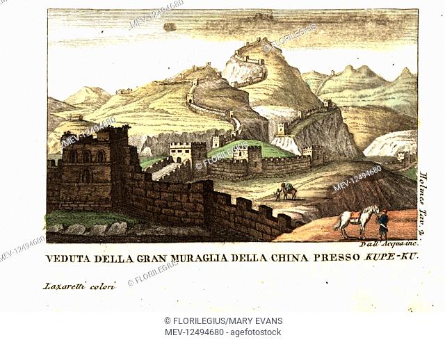 View of the Great Wall of China near Kou-pee-keow, at the pass between China and Eastern Tartary. From Samuel Holmes' Journal of a Voyage to China and Tartary