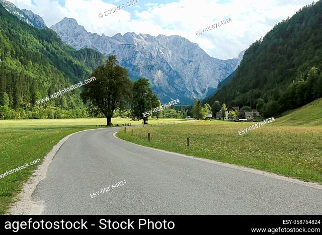 Beautifull Logar valley or Logarska dolina park, Slovenia, Europe. Inspiration travel under Kamnik-Savinja Alps