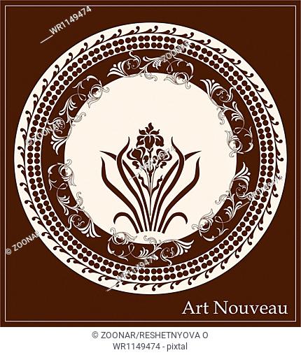 art nouveau design with iris flower