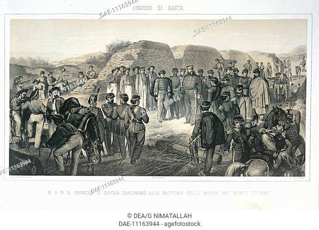 Italy - 19th century, Second War of Independence - The Prince of Carignan, Eugene of Savoy (Paris 1816 - Turin 1888), at the Siege of Gaeta, 1861