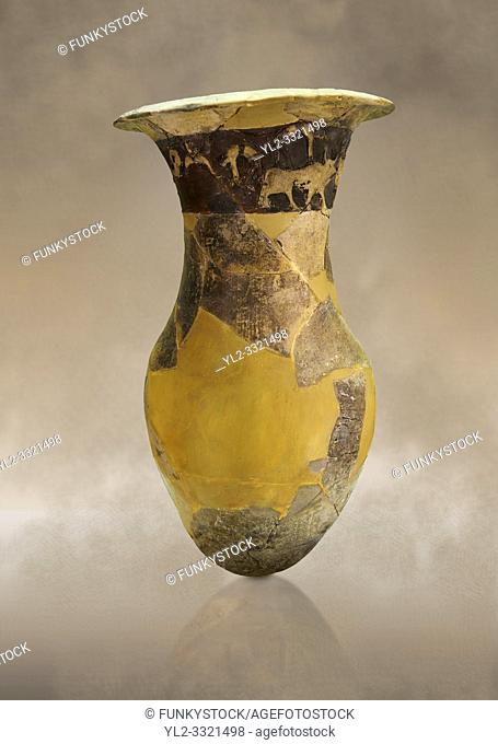 Hüseyindede vases, Old Hittite Po;ychrome Relief vessel, partially finished, 16th century BC. Çorum Archaeological Museum, Corum, Turkey