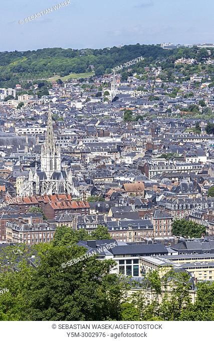Rouen seen from Hill St. Catherine - Panorama De Rouen, Seine-Maritime, Normandie, France, Europe