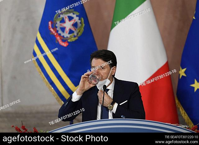 Italian Prime Minister Giuseppe Conte during the year-end press conference at Villa Madama, Rome, ITALY-30-12-2020