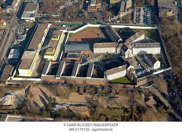 Aerial view, Kruemmede prison, Bochum, Ruhr Area, North Rhine-Westphalia, Germany, Europe