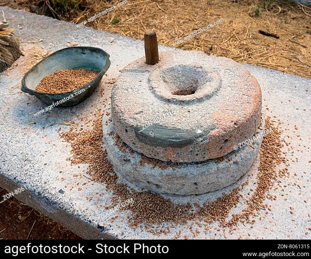 Ancient grain hand grinding millstones