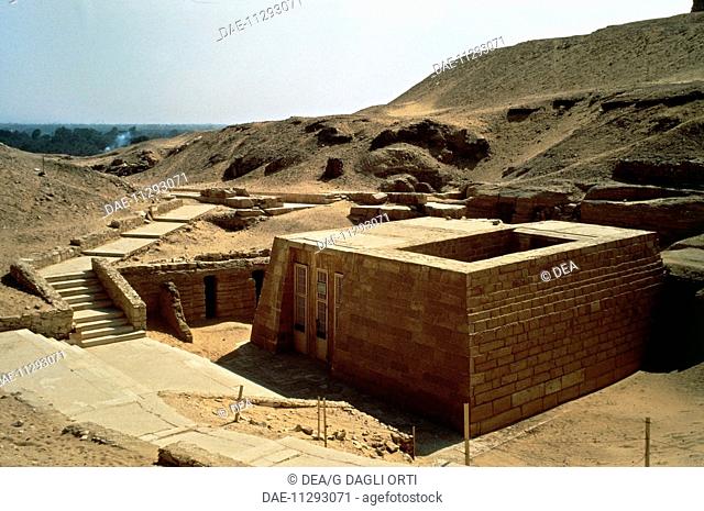 Egypt - Cairo - Ancient Memphis (UNESCO World Heritage List, 1979). Saqqara necropolis. Private funerary mastaba of 'twin brothers' Ra priests Niankhkhnum and...