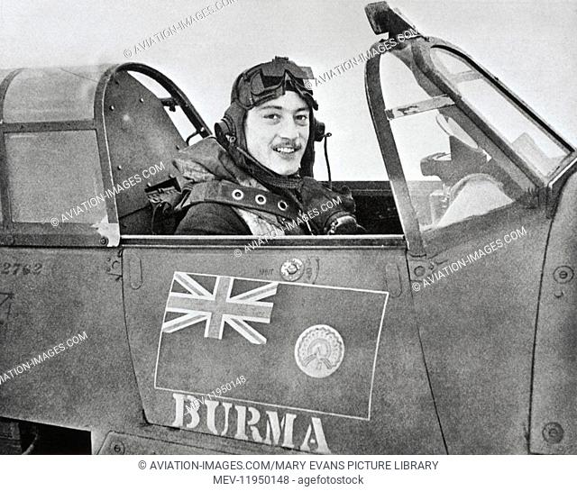 WW2 Fighter Air Ace Robert Stanford Tuck Sitting in Cockpit