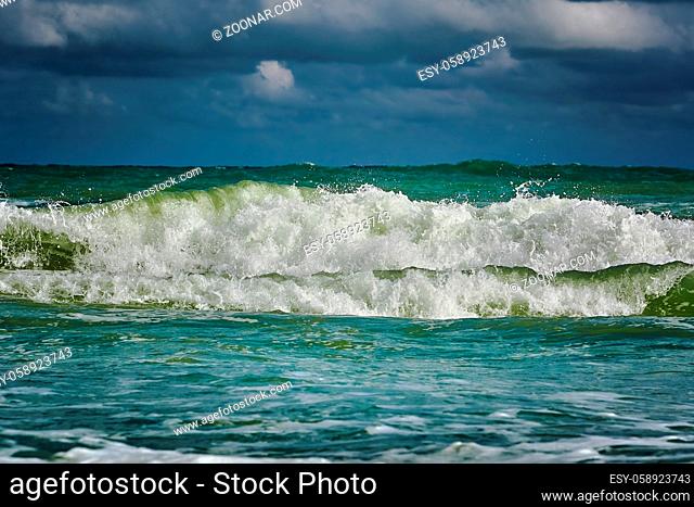 Waves on the Black Sea in Varna, Bulgaria