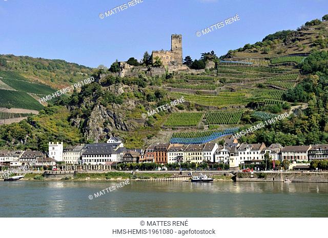 Germany, Rhineland Palatinate, Kaub, (Burg) Gutenfels castle, the romantic Rhine listed as World Heritage by UNESCO