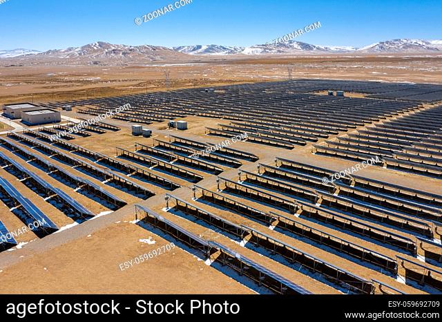 the solar power station on northern tibetan plateau, , China