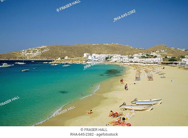Plati Yialos beach, Mykonos, Cyclades Islands, Greece, Europe