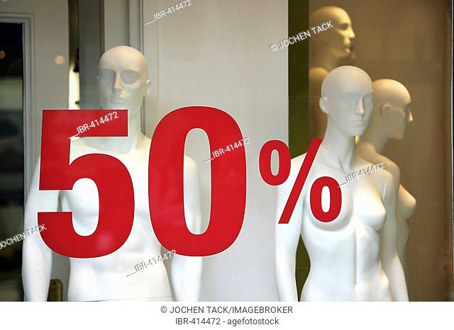 DEU, Germany: Fashion Shop. Sale in the City, 50% sale