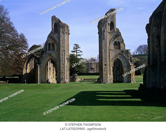 Glastonbury Abbey was one of the largest wealthiest and most important abbeys in England until it was sacked in the dissolution of the monasteries in 1539