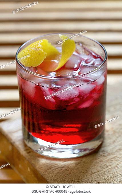 Vodka and Cranberry Cocktail with Lemon Garnish