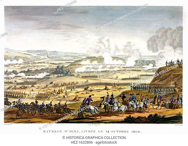 The Battle of Jena, Germany, 14th October 1806. The battle of Jena in Germany began with the chance evening meeting of Marshal Lannes' corps with a Prussian...