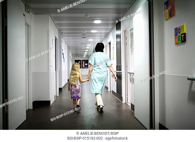 Reportage in the pediatric unit in a hospital in Haute-Savoie, France. A volunteer comes to help with hospitalized children every day