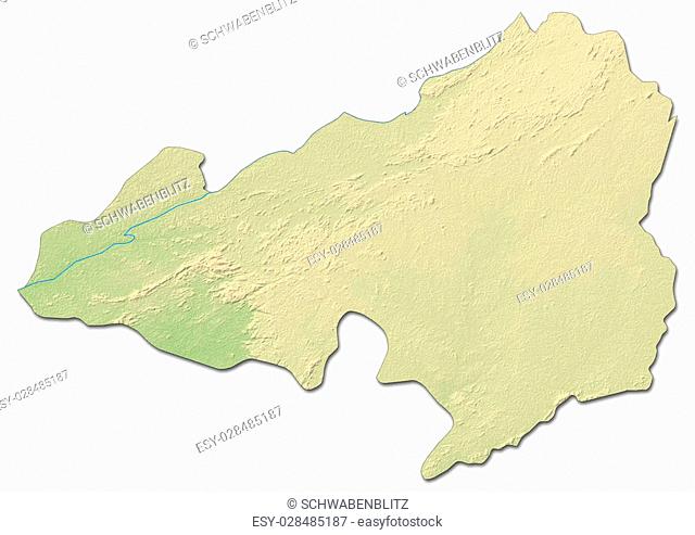 Relief map of Bong, a province of Liberia, with shaded relief