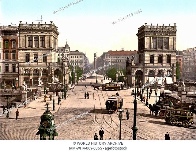 Horsedrawn trams at the Halle Gate and Belle Alliance Square, Berlin